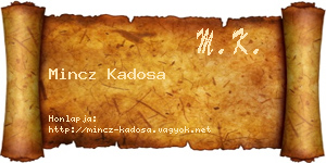 Mincz Kadosa névjegykártya
